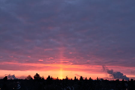 matahari terbit, Edmonton, Kanada, tiang cahaya