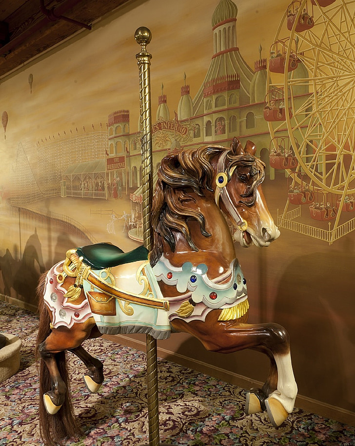paard, houten, carrousel, Retro, nostalgische, Merry-go-round, Vintage