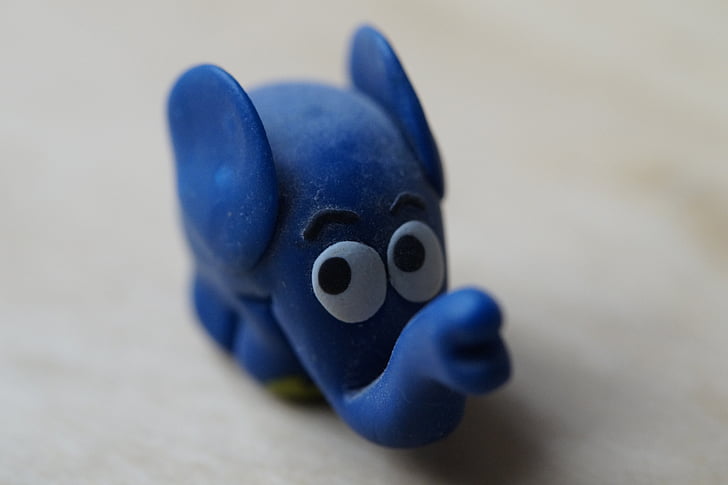 polymer ler, figur, elefant, udsendes med musen, Snabel, pachyderm, blå