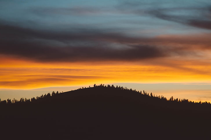 collina, natura, Alba, tramonto, cielo, crepuscolo, tempo libero