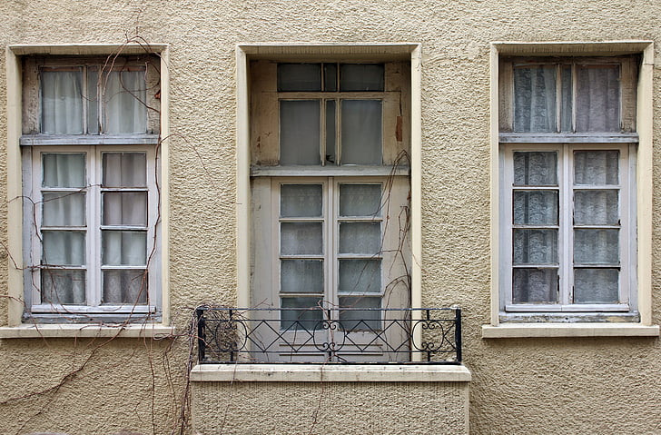 acasă, balcon, perdea, Casa, iederă, Casa veche, Windows