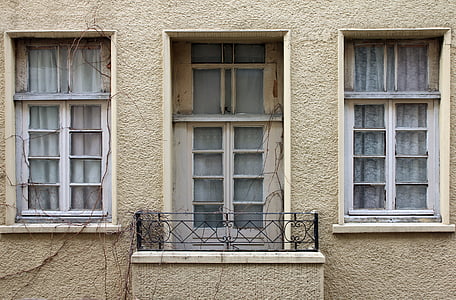 casa, balcó, cortina, casa, Heura, antiga casa, Windows