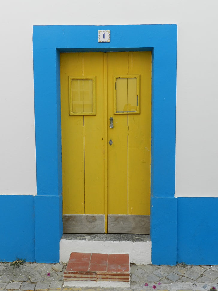 drzwi, Dom, niebieski, śródziemnomorskim house, wpis, Architektura, drzwi drewniane