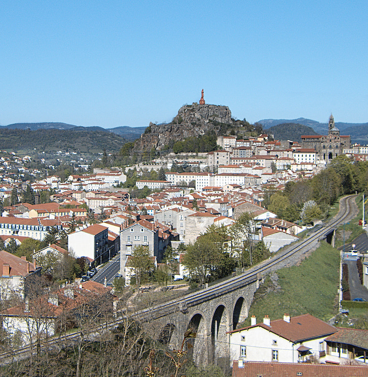 the puy in velay, auvergne, city, panorama, volcano, landscape