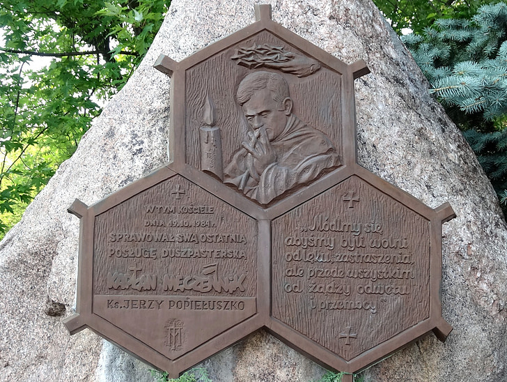 Jerzy Popieluszko, monument, plaque, Bydgoszcz, Memorial, secours, Pologne