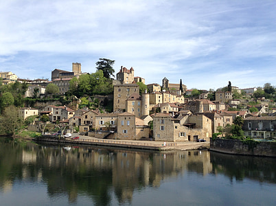 Puy l'eveque, Francúzsko, Village, rieka, stredoveké, historické, budovy