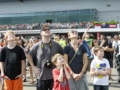 audience, people, watching, air show, airplanes, aviation, military jets