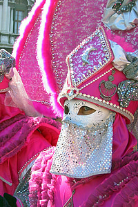 carnival, venice, mask, carnival of venice, italy, disguise, pink