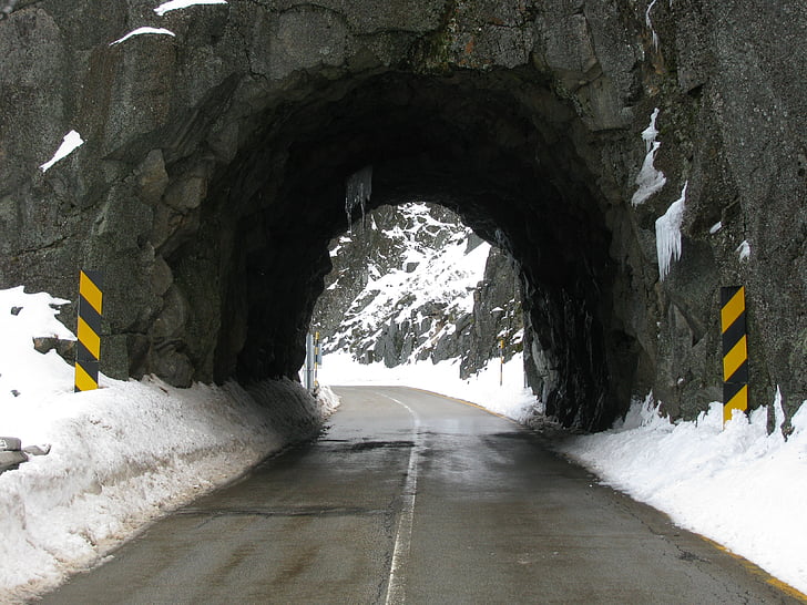 tunnel, route, glace