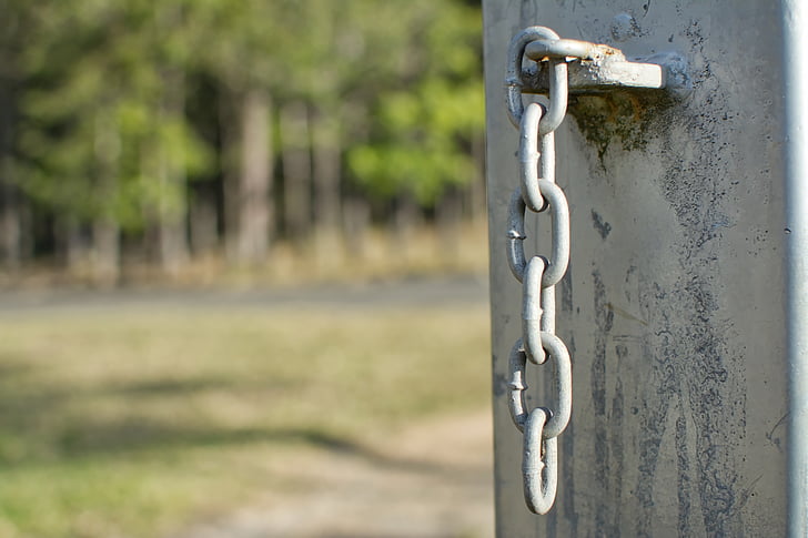 kæde, links, indlæg, hegnet, metal, i forbindelse med