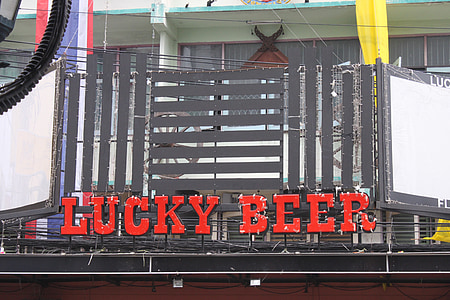cerveza suerte, Pub, Bangkok, Tailandia, promoción, Asia, carretera