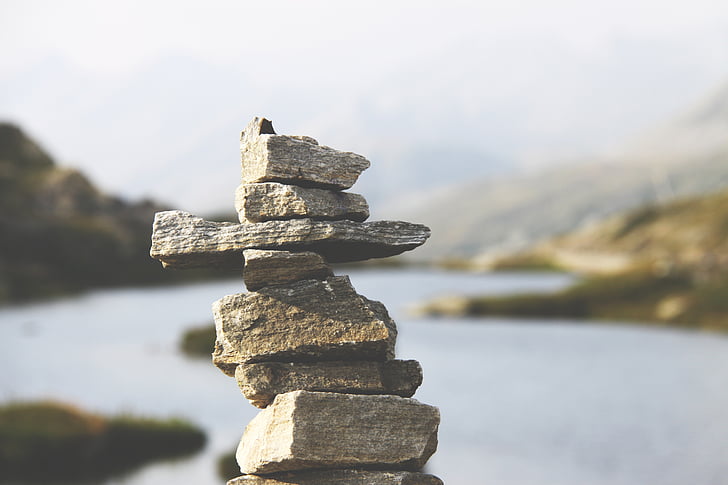 rocks, stacked, stack, balance, stone, water, tranquil