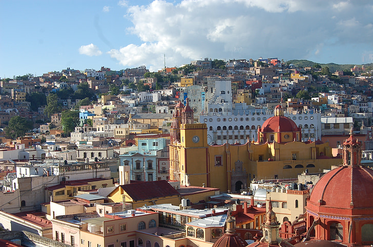 Guanajuato, grad, Meksiko, krajolici, nebo, Prikaz, perspektive