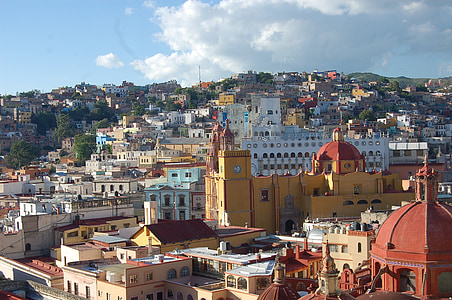 Guanajuato, stad, Mexico, landschappen, hemel, weergave, perspectief
