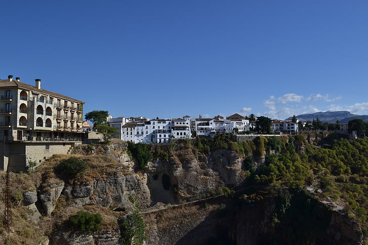 Ronda, Spanien, staden, bostäder, klipporna, Rock