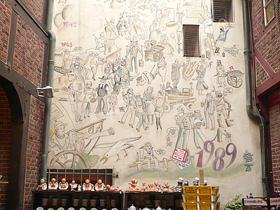 Hambourg, bureaux de Kramer, mur de maisons, peint