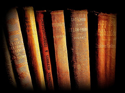 llibres, Prestatgeria, Biblioteca, prestatge, coberta, llibre de text, vell