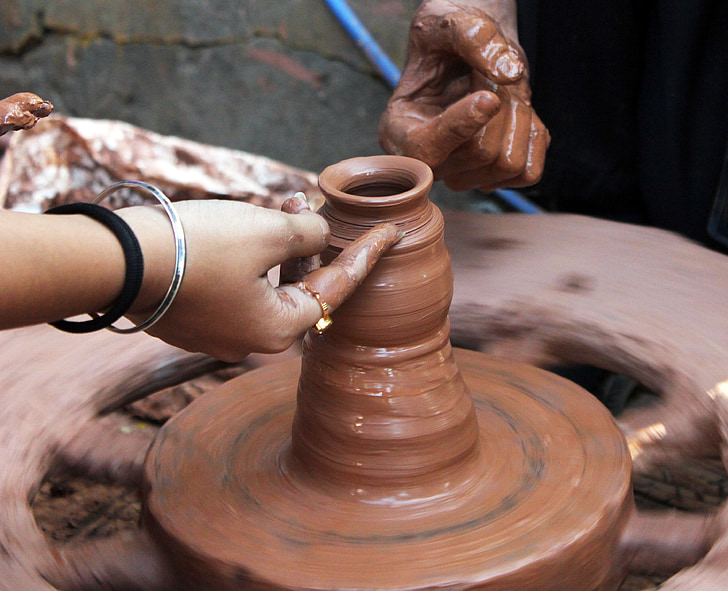 keramik, Potter, ler, håndværk, Pot, håndlavede, rotation