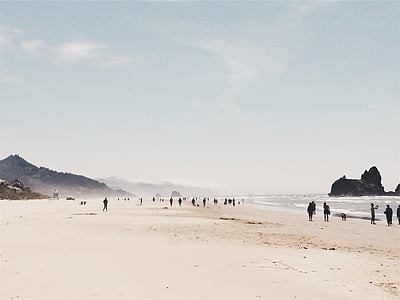 inimesed, Beach, päevasel ajal, liiv, taevas, kalda, Ocean