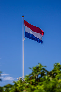flag, holland, netherlands, sky, blue, red, white