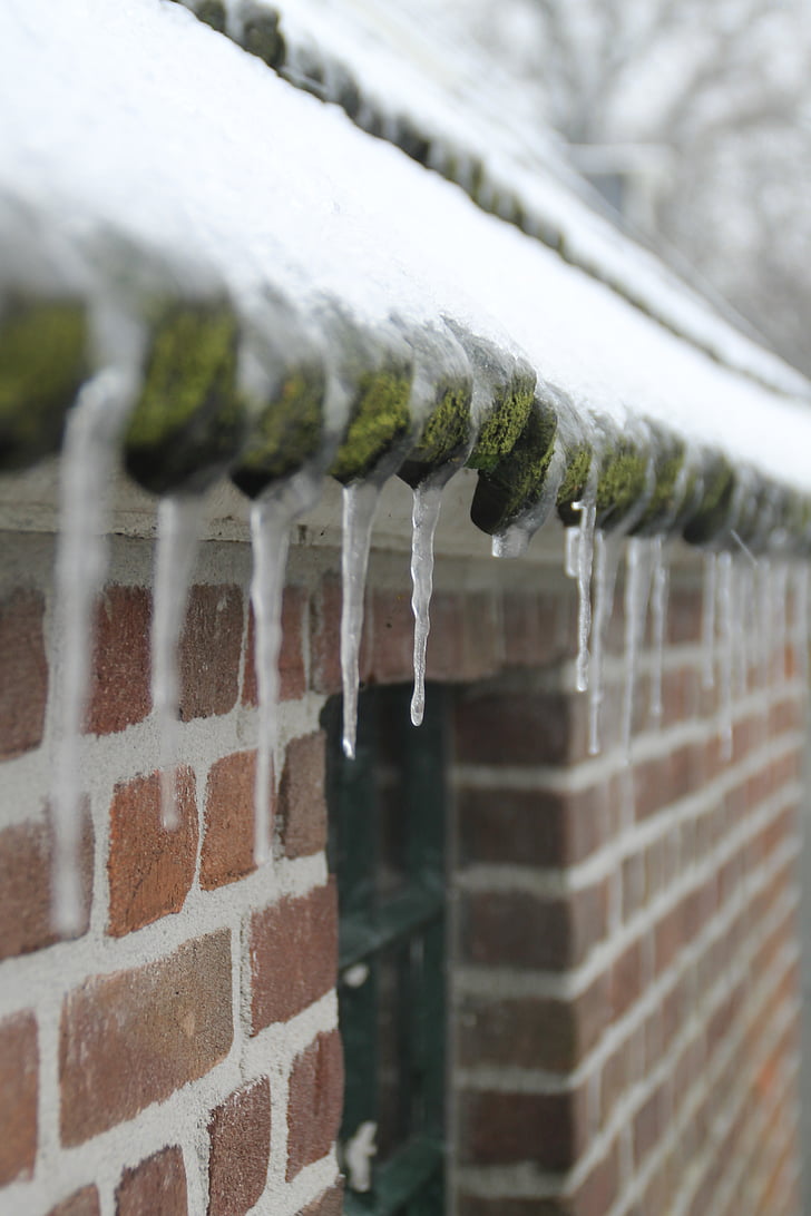 icicle, сняг, зимни, покрив