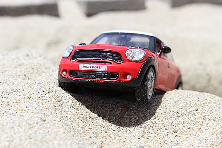 juguete, coche, mini cooper, Playa, Mini, vehículo de tierra, carretera
