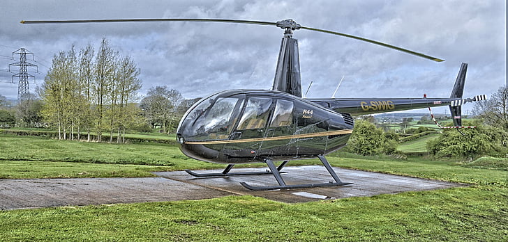 hélicoptère, Aviation, Robinson, R44, hachoir, HDR, véhicule aérien