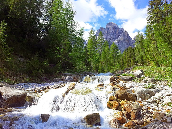 tres zinnen, agua, el Tyrol del sur, Alpine, Italia, montañas, roca