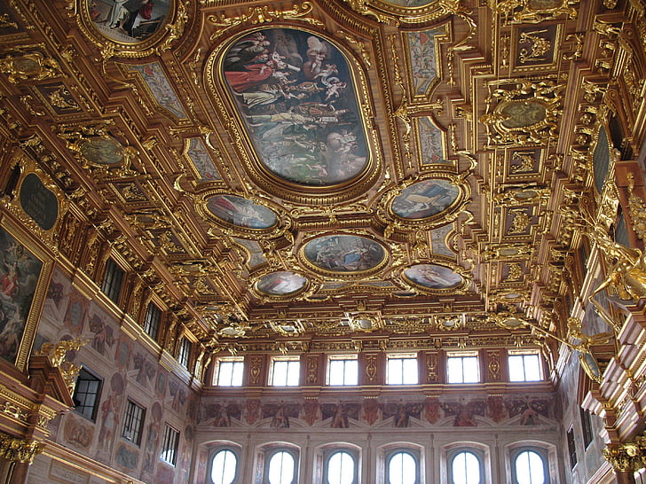 Golden hall, Ratusz, Historycznie, Miasto, Augsburg, Architektura, pomieszczeniu