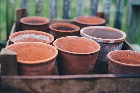 things, pot, vase, brown, wood, wooden, bokeh