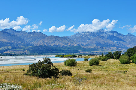 wakatipu ezers, gé lín nuò qí, Jaunzēlande, ezers, zilas debesis, ainava