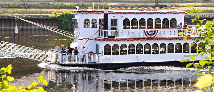 Riverboat, merenkulku, River, Nähtävyydet, Minneapolis, Minnesota, Yhdysvallat