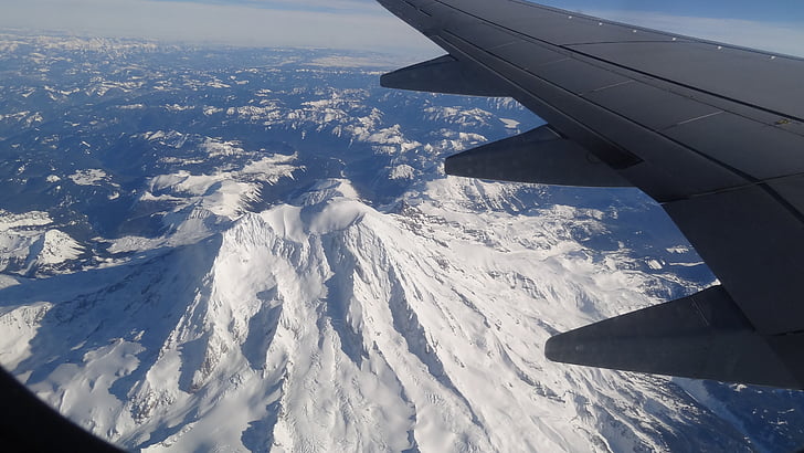 Rainier, MT, Monte, montanha, vulcão, neve, snowclad