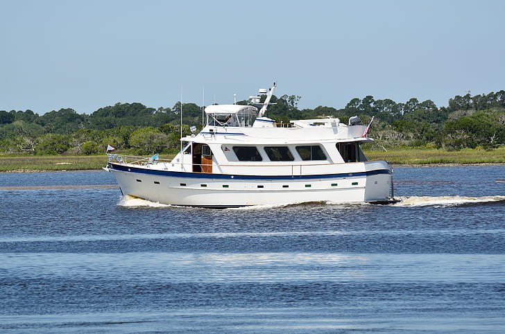 Luxusní jachta, plavba, řeka, St augustine, Florida, loď, jachta