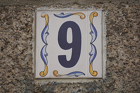 nummer, Straat, adres, stad, keramiek, blauw, instellen van de ontwerper