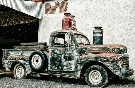 recollida, camió de ferralla, Amèrica del nord, Oldtimer, transport, Històricament, cotxes d'època