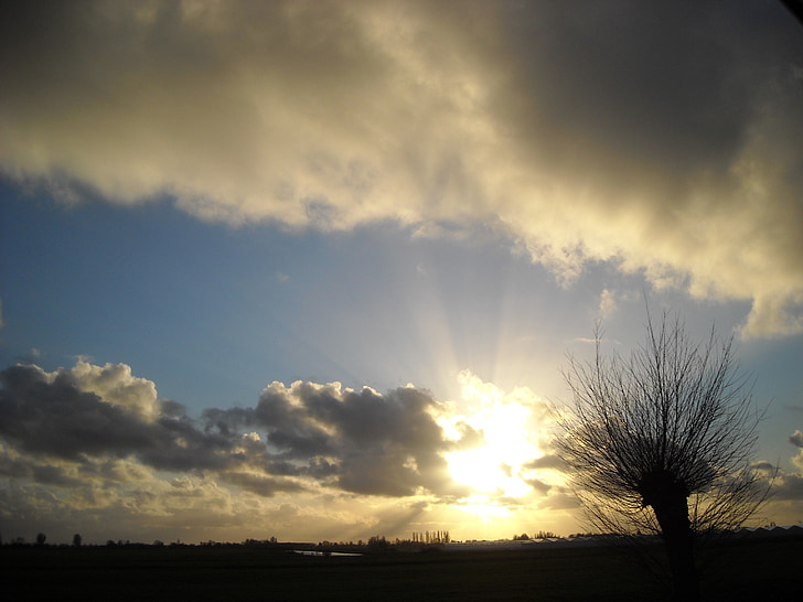 cielos, curva de, Mijdrecht, naturaleza, puesta de sol, sol, cielo