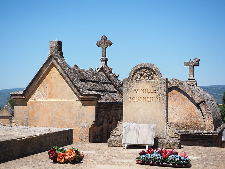 family grave, cemetery, graves, gravestone, old cemetery, roussillon, tomb