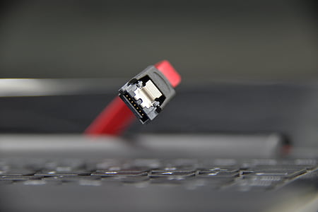 kabel, forbindelse, SATA, s-ata, forbinder kabel, rød, notebook