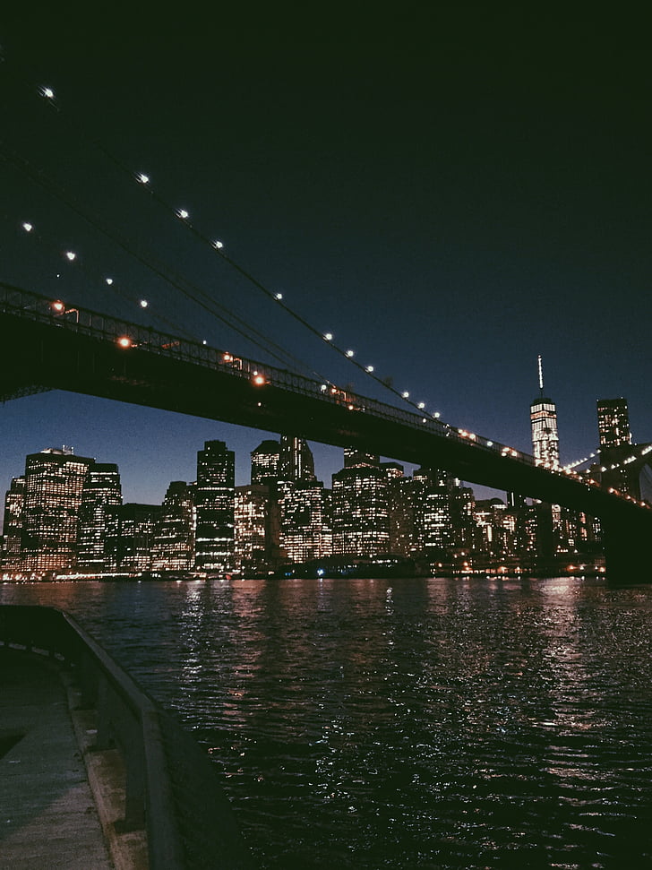 Nova york, ciutat, Nova York, edificis, horitzó, arquitectura, llums