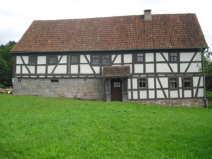farmhouse, fachwerkhaus, building, agriculture museum, home, roof, agriculture