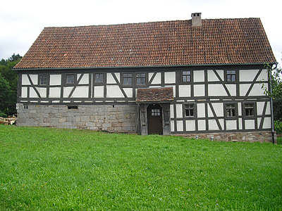 farmhouse, fachwerkhaus, building, agriculture museum, home, roof, agriculture