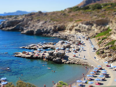 greece, beach, stone beach, holiday, booked, cliffs, rhodes