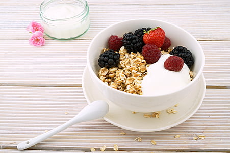 berries, berry, blackberries, bowl, breakfast, brunch, cereal