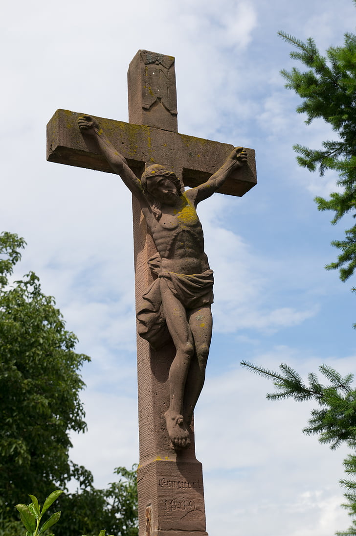 Creu, pedra sorrenca de les vosges, Calvari, Jesucrist, escultura, Crist, Monument