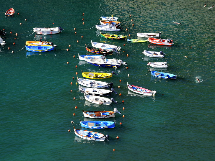 båter, Porto, sjøen, vann, Vernazza, Liguria, Italia