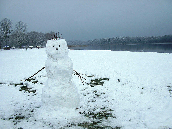 l'home de neu, l'hivern, neu, platja