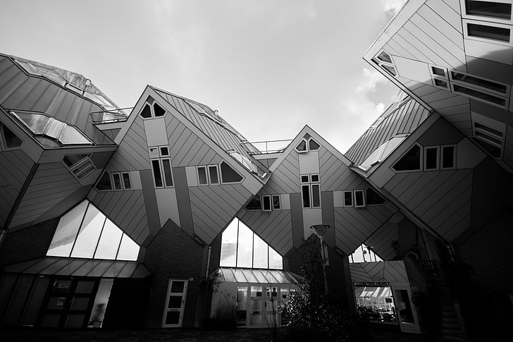 casas, Rotterdam, arquitectura, residencial, cúbicos, diseño