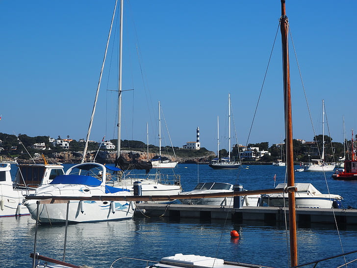 Port colom, világítótorony, boot, csónakok, Port, víz, tengerpart