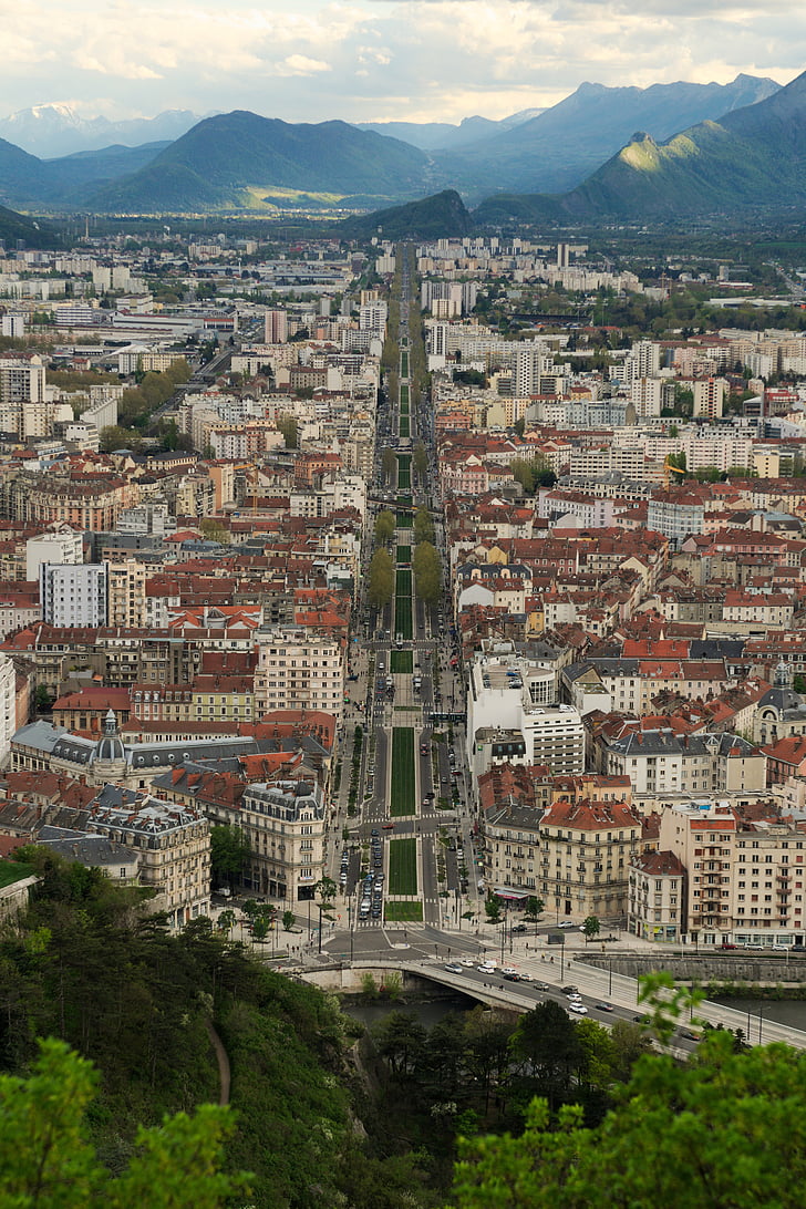 thành phố, chụp từ trên không, Xem, kiến trúc, xây dựng, cơ sở hạ tầng, đường